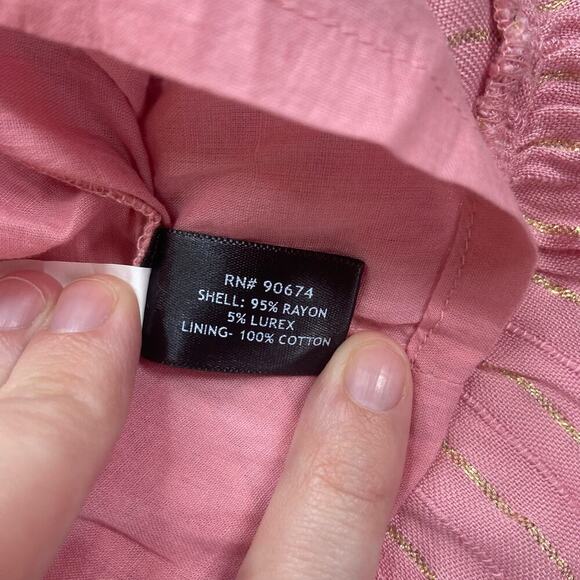 Boston Proper Dress Womens Large Pink Gold Striped Beaded Silver Fringe Low Back - Picture 8 of 15